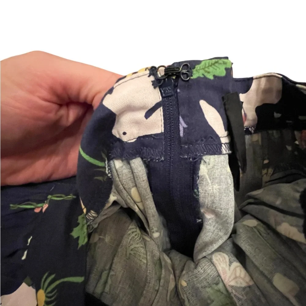 ModCloth x Collectif Spring Skirt Sz 4 Navy Easter Bunnies Butterflies Mushrooms - Picture 4 of 8